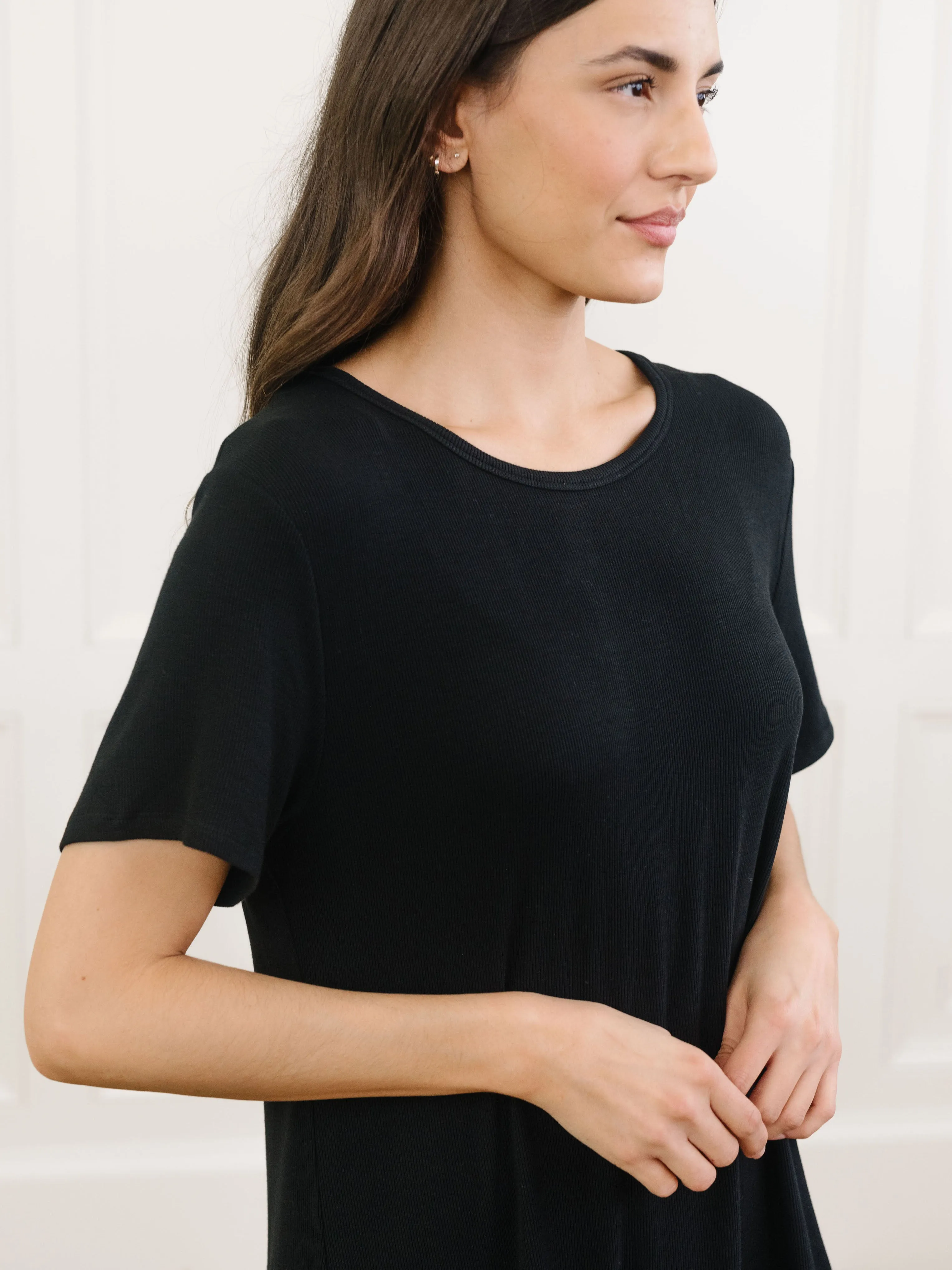 Women’s Bamboo Rib-Knit Boyfriend Sleep Dress