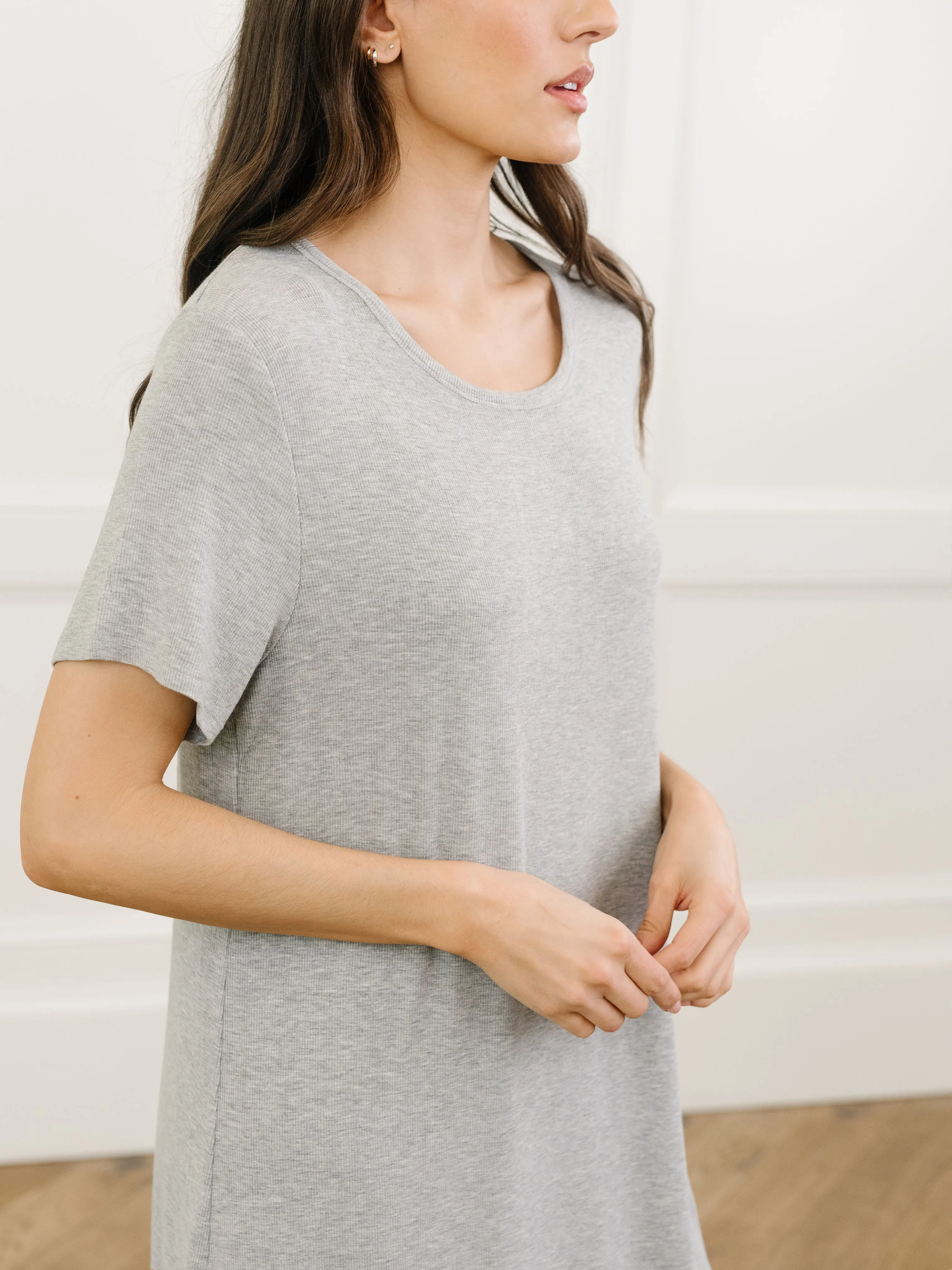 Women’s Bamboo Rib-Knit Boyfriend Sleep Dress