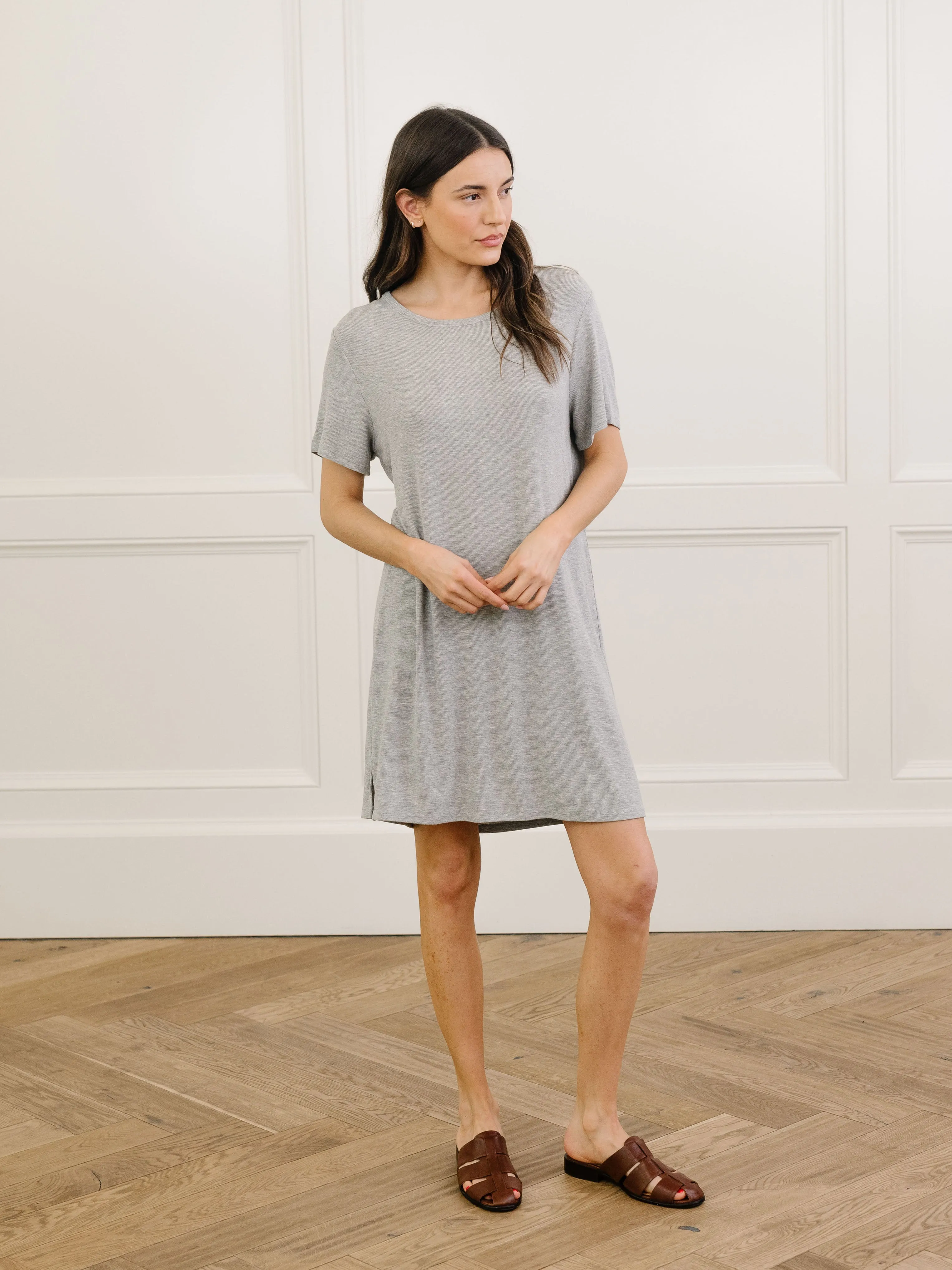 Women’s Bamboo Rib-Knit Boyfriend Sleep Dress