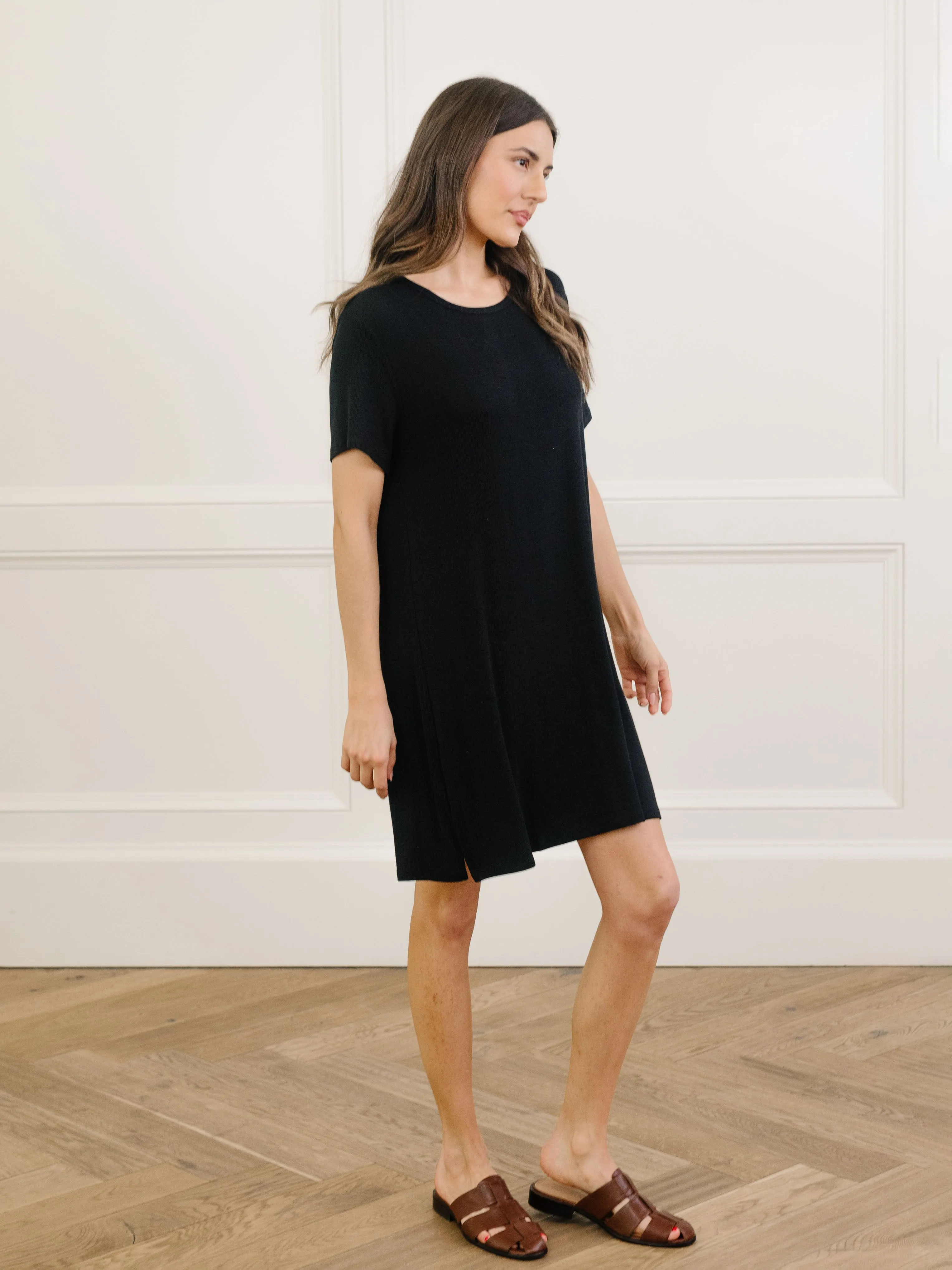 Women’s Bamboo Rib-Knit Boyfriend Sleep Dress