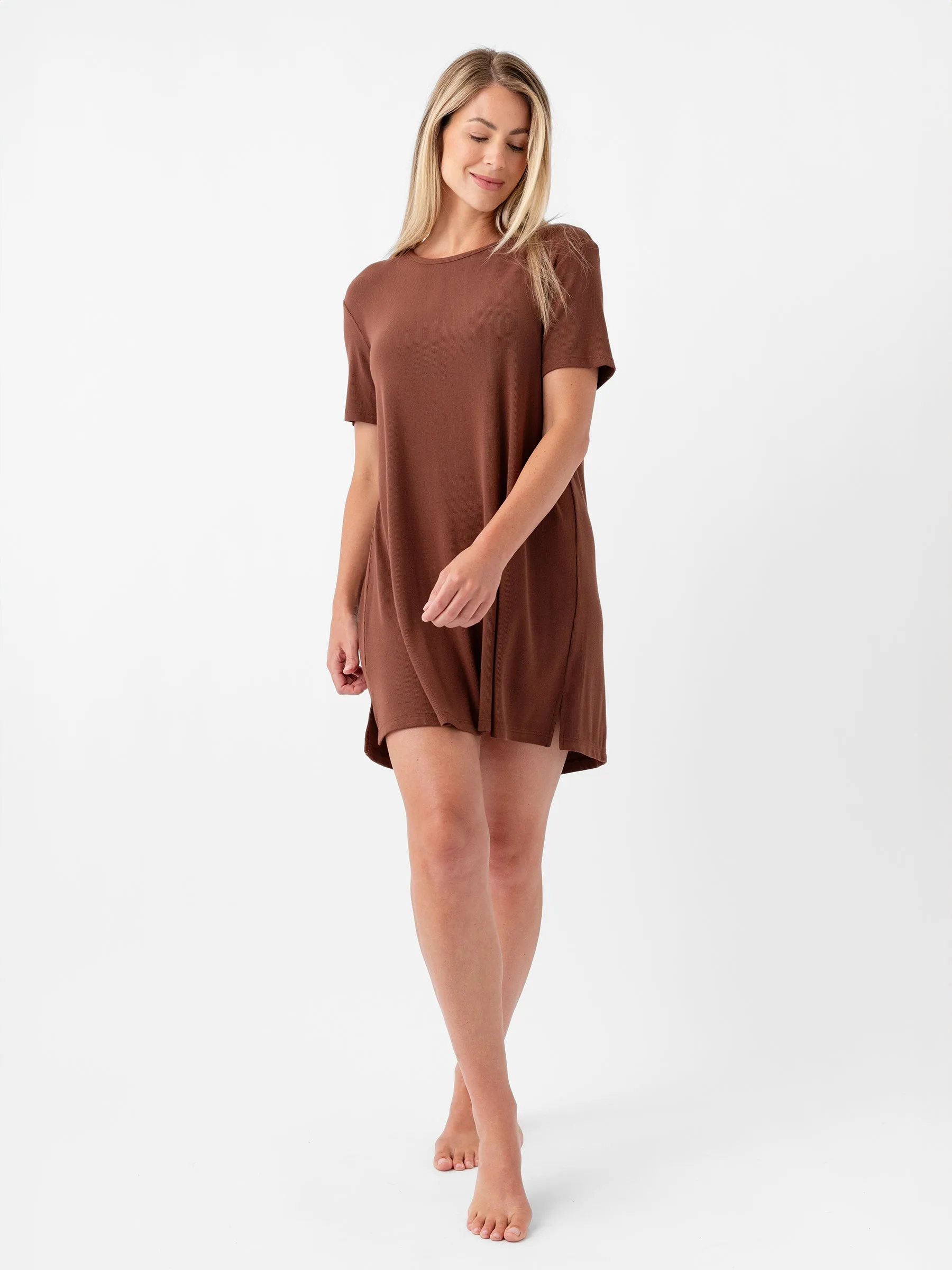 Women’s Bamboo Rib-Knit Boyfriend Sleep Dress