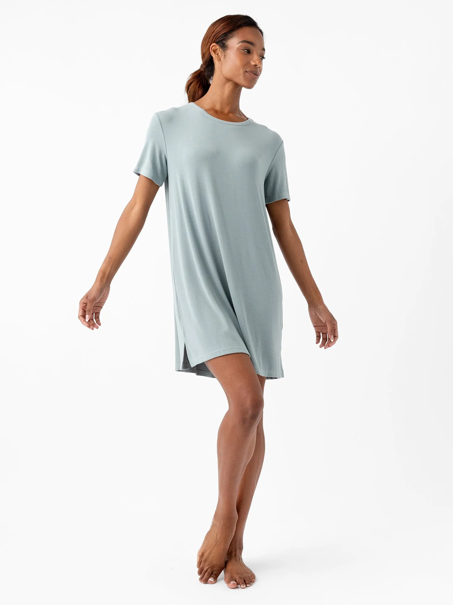 Women’s Bamboo Rib-Knit Boyfriend Sleep Dress