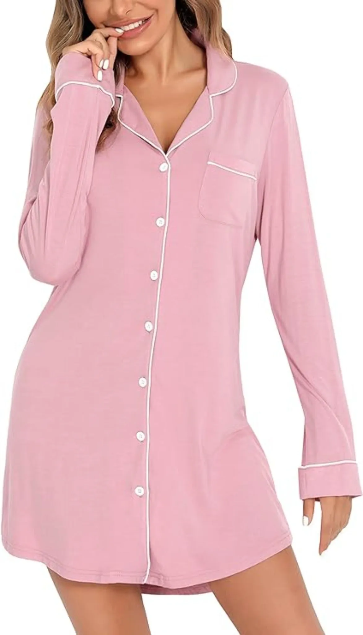 Womens cotton Pink nightgown-Women's nightwear