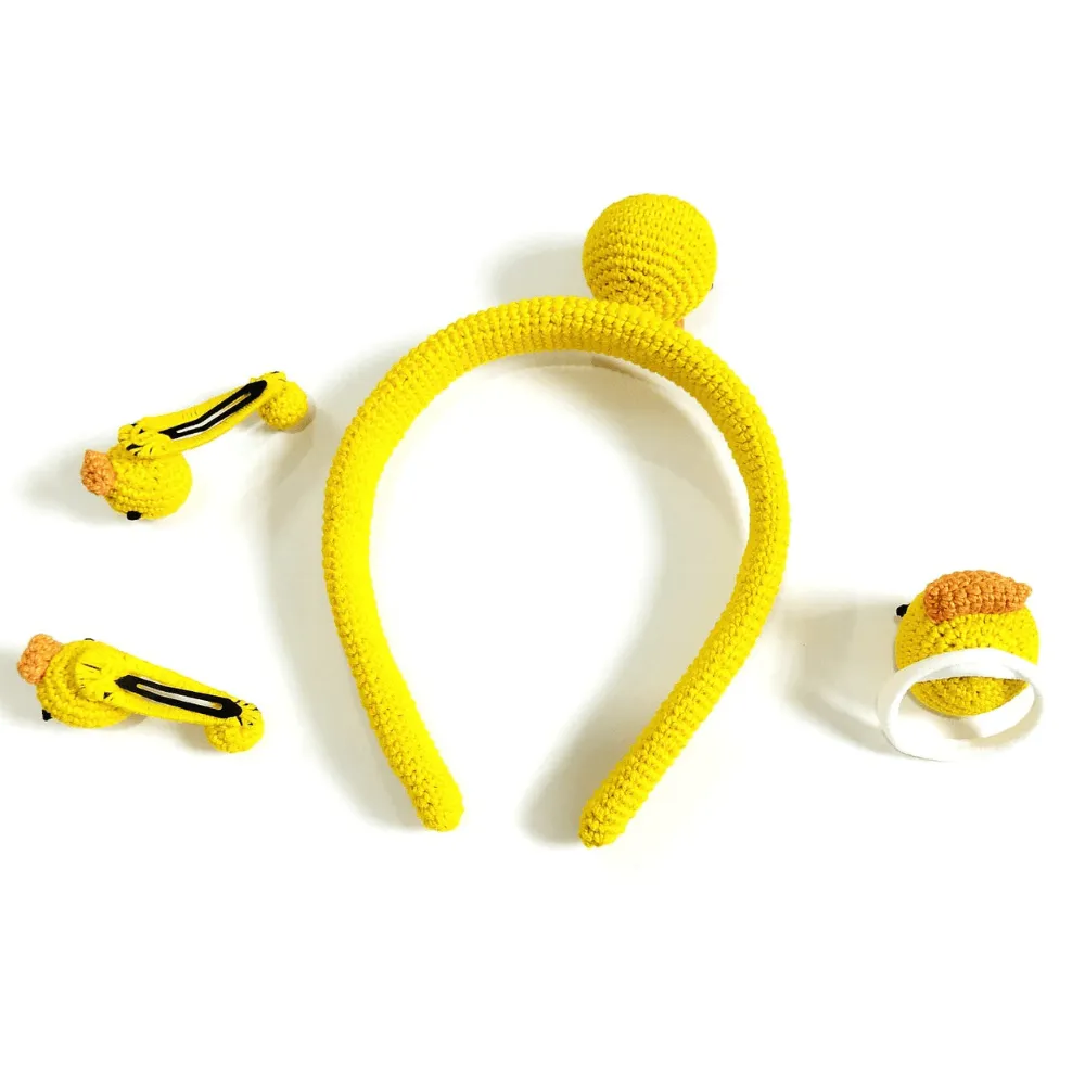 Yellow Duck Hair Band , Pins and Rubber