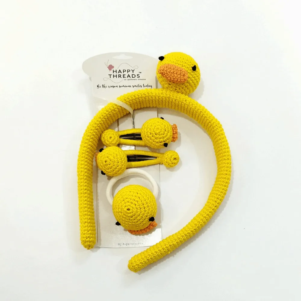 Yellow Duck Hair Band , Pins and Rubber