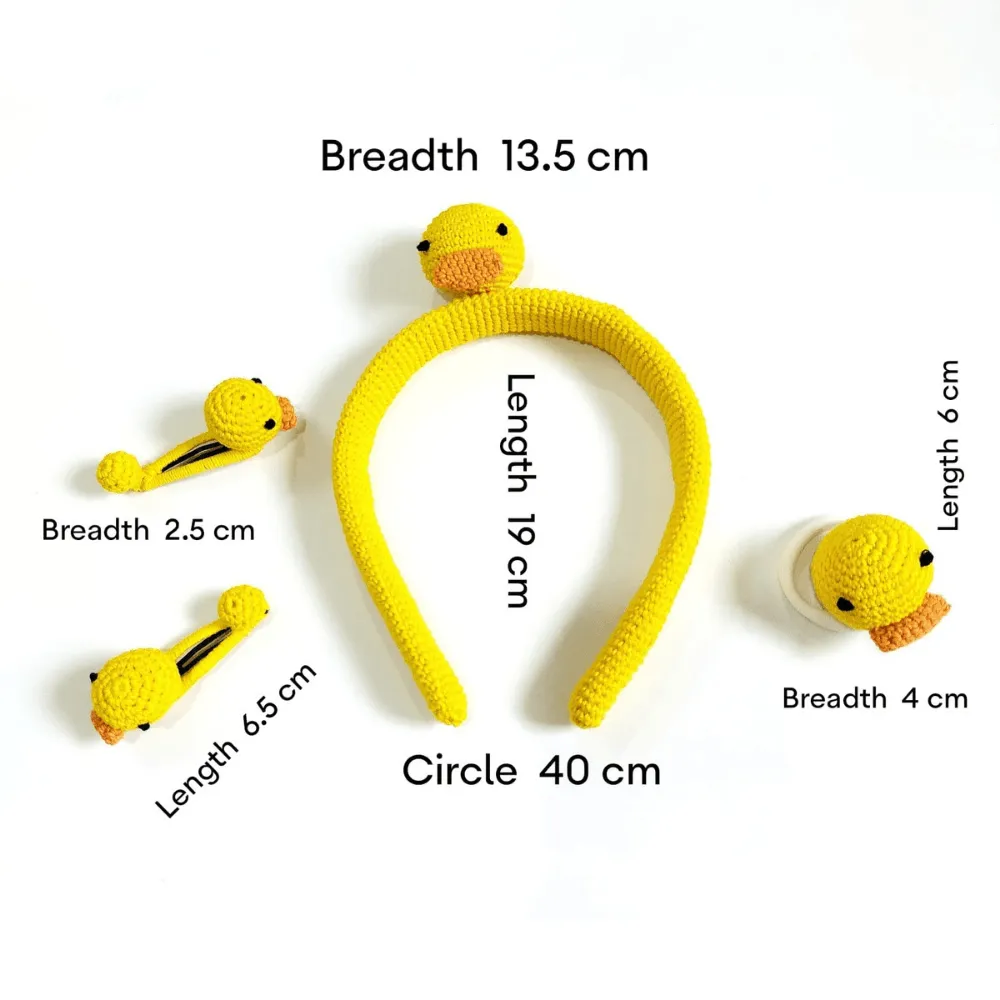 Yellow Duck Hair Band , Pins and Rubber