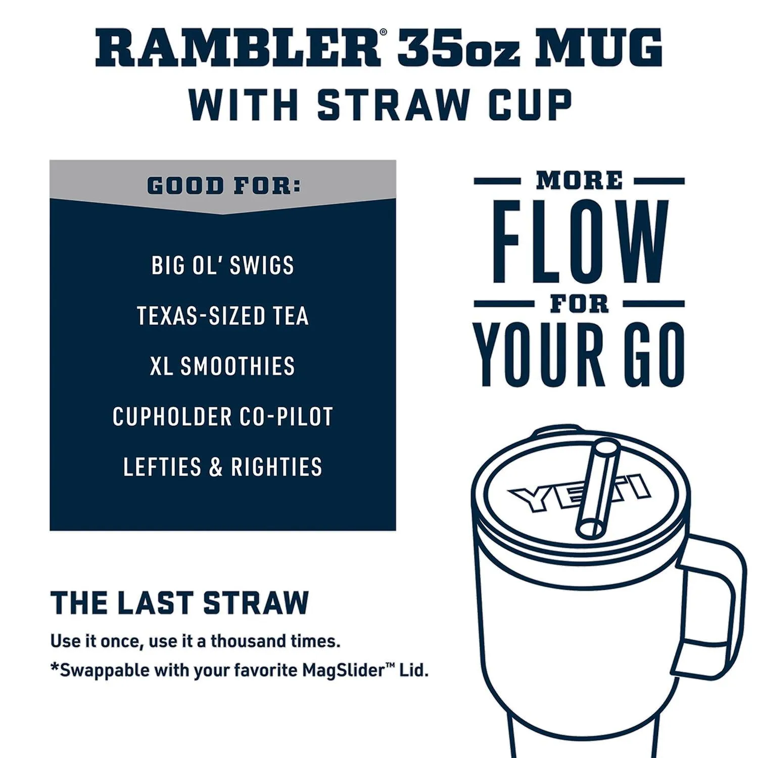 YETI Rambler 35 oz Straw Mug, Vacuum Insulated, Stainless Steel.