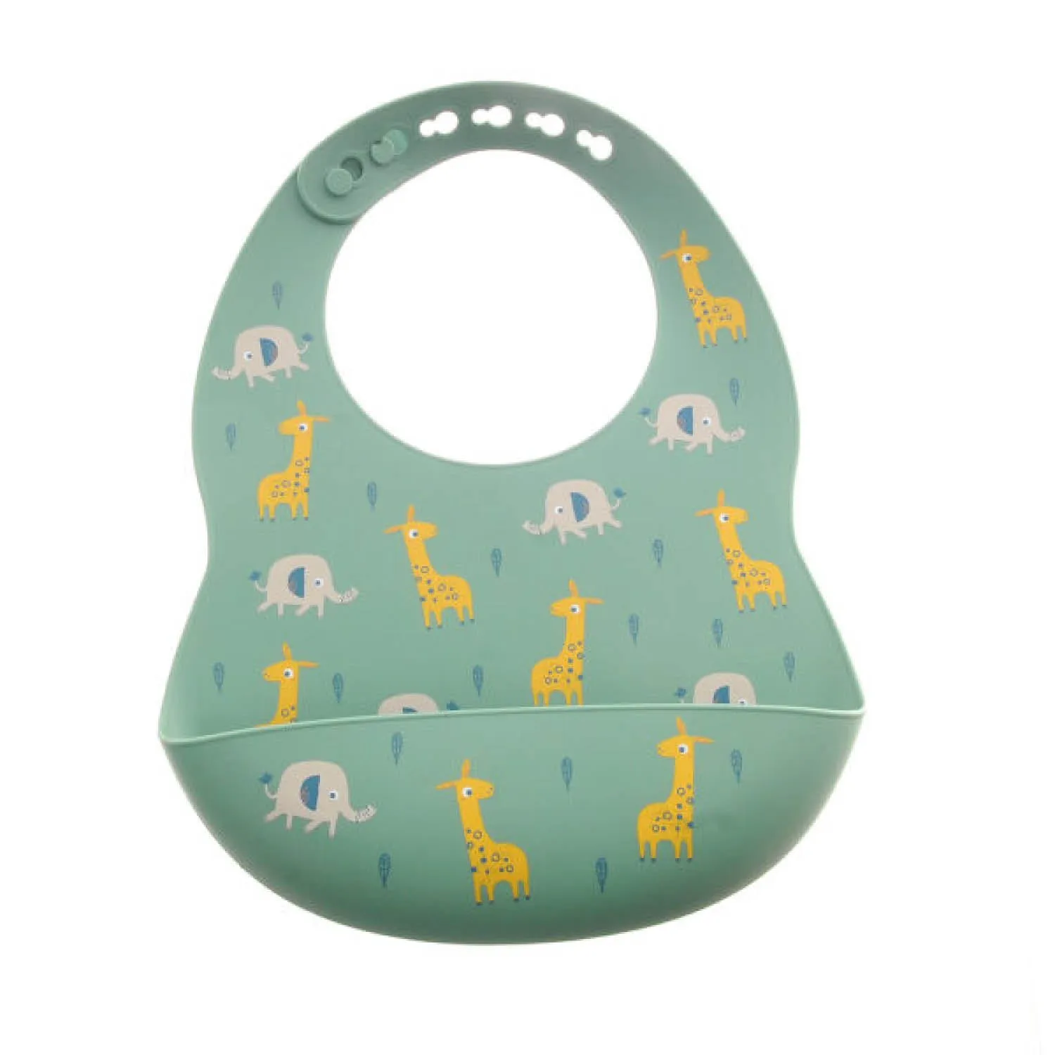 Ziggle Baby Giraffe & Elephant Catch It Silicone Bib